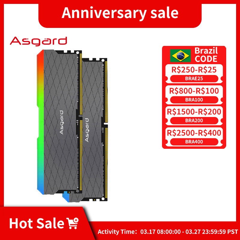 Asgard-Desktop Rams Loki W2 RGB RAM, 8GB x 2, 16GB, 32GB, 3200MHz, PC4-25600, Memória DDR4 DIMM, 1.35V
