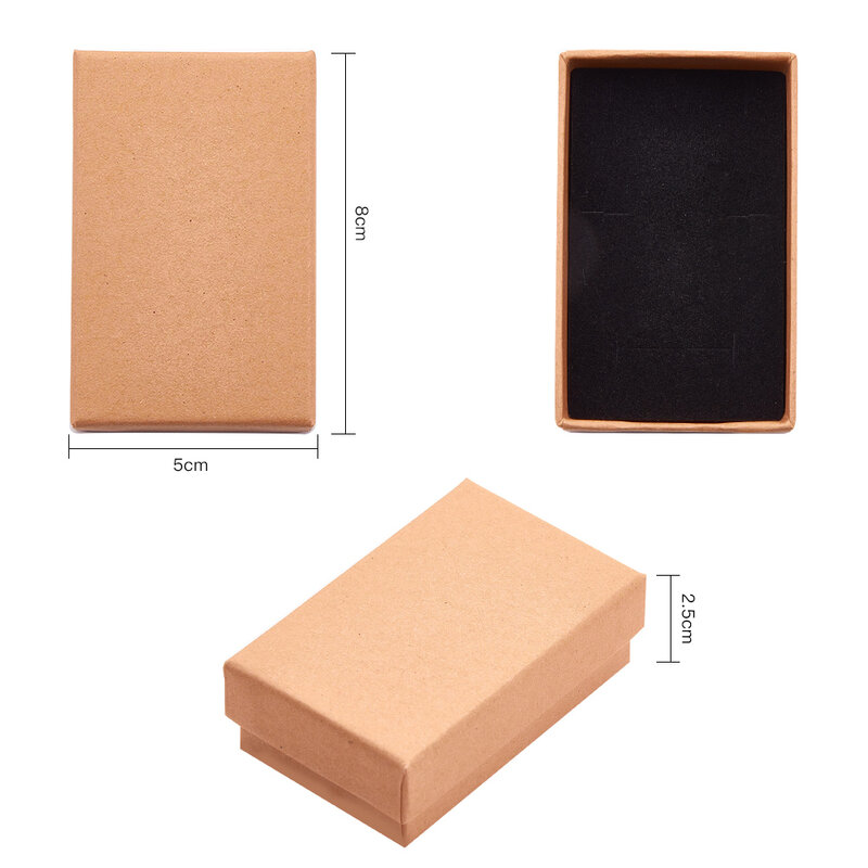 Retângulo Papelão Jóias Set Caixas, Embalagem Interior com Esponja Preta, Colar de Exibição, Anéis Presente, 24Pcs