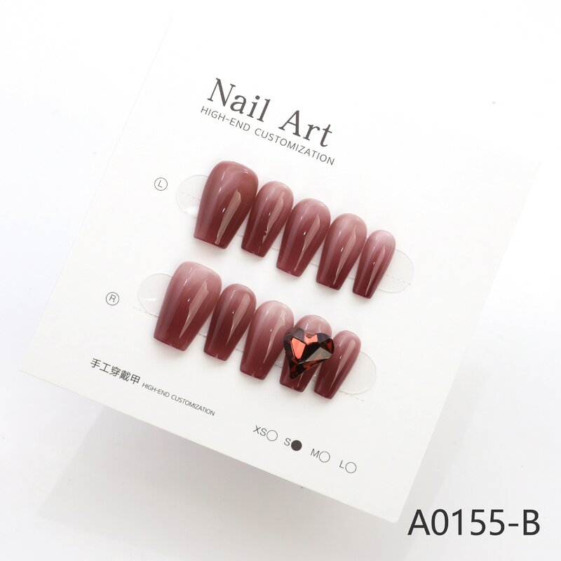 Small  Size Handmade Nail with Precious Gas Sticking Diamond Gradual Finished Nail Beauty Whitening and Detachable Wearing Nail