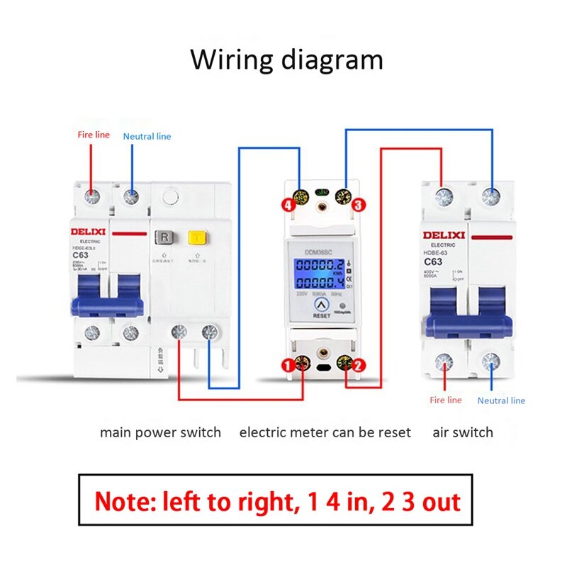 Misuratore di energia wattmetro su guida Din AC220V 50Hz misuratore di Kwh monofase a due fili con funzione di ripristino