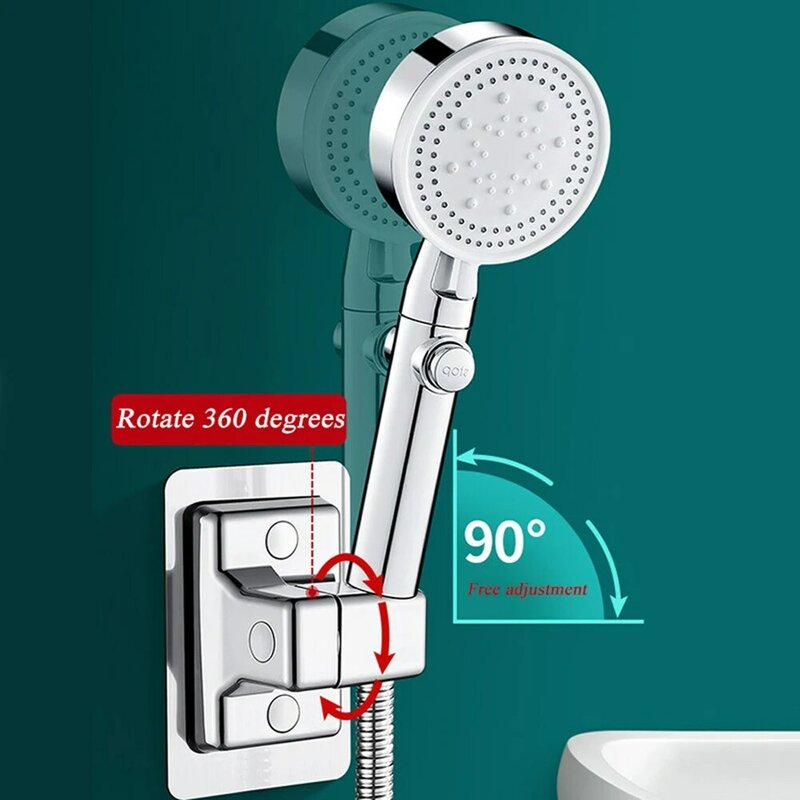 1pc Shower Head Holder Punch-Free Fixed Wall Base Wall Mounted Shower Holder Showerhead Handheld Bracket Bathroom Accessories