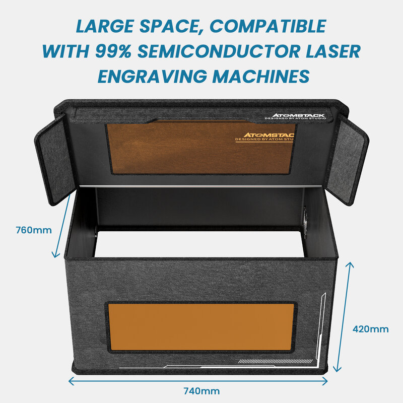 Atomstack-carcasa plegable FB2, cubierta a prueba de polvo, grabador láser Universal, caja protectora ignífuga, tubo de humo de 2M para X30 X20 D1