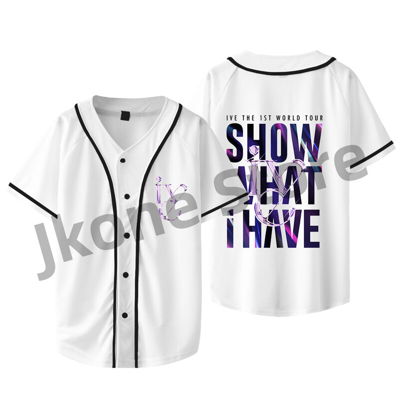 IVE Logo T-shirts Tour Merch Baseball Jacket WomenMen Fashion Casual KPOP Style Short Sleeve Tee