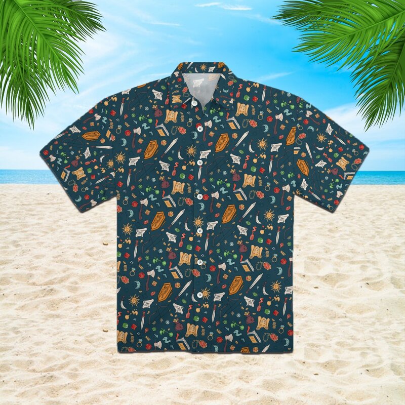 Hawaiian Shirts for Men Collection of Horror Movie Characters Button Up Casual Hawaii Shirts for Summer Vacation