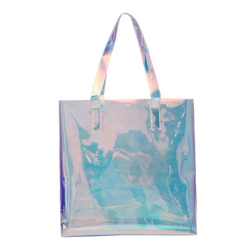 New PVC Large Capacity Transparent Bag Laser Student Single Shoulder Jelly Bag Outdoor Swimming Fitness Shopping Portable Bag