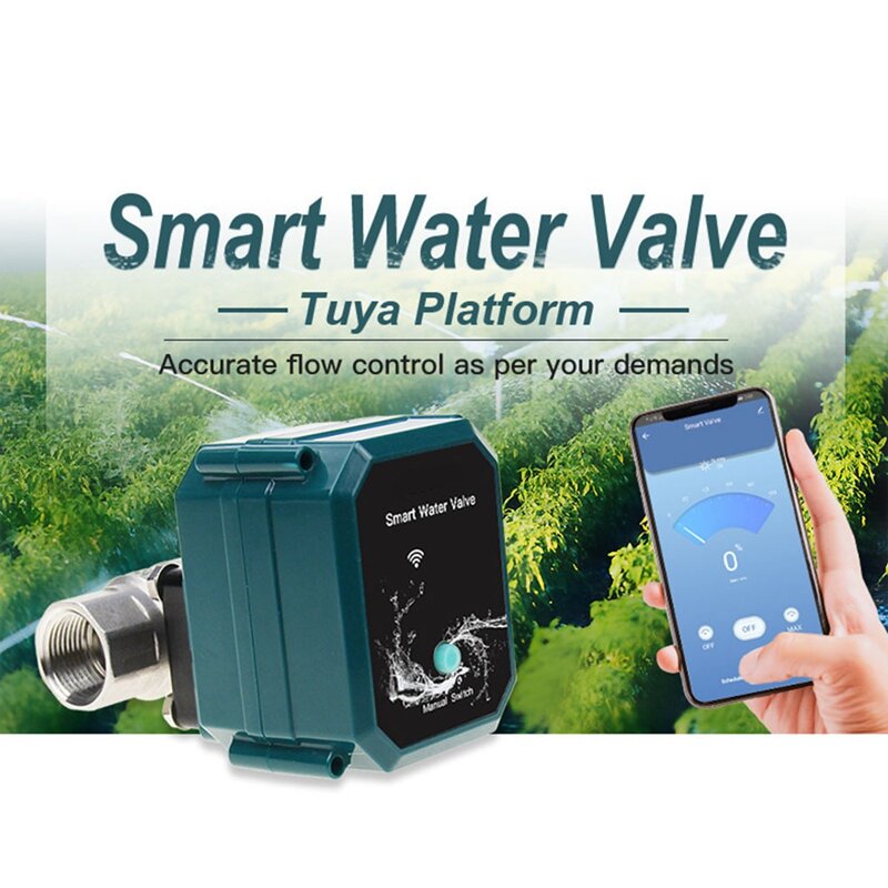 Tuya Smart Zigbee Electric Motorized Ball Water Valve Stainless Steel Garden Irrigation Remote Control For Alexa