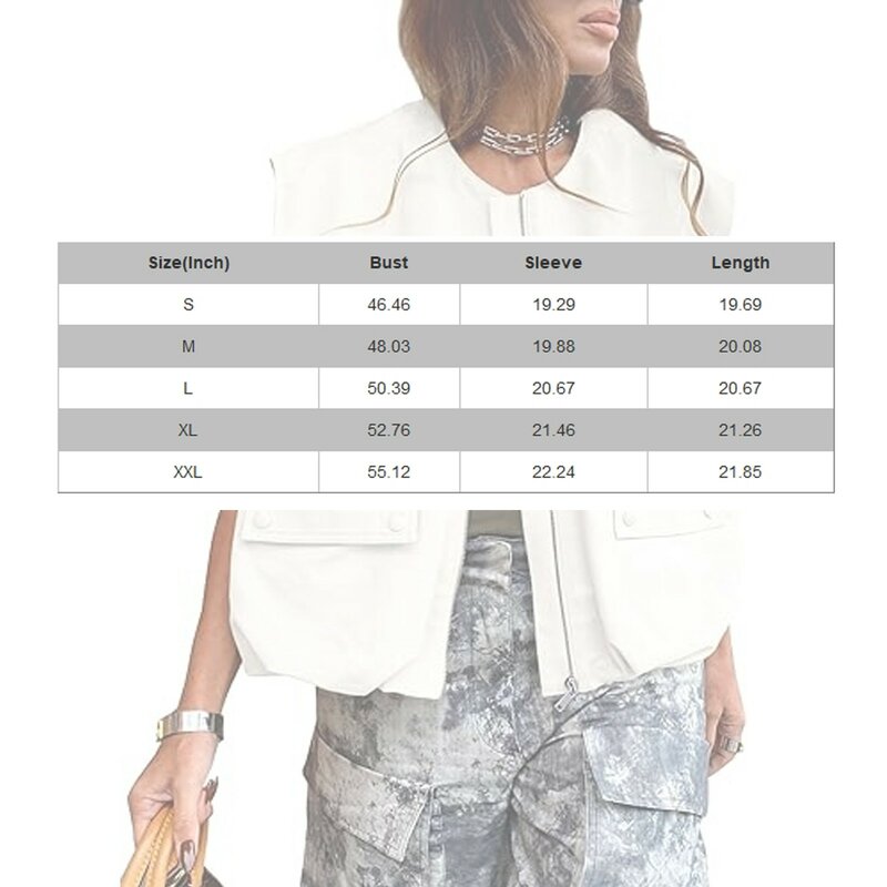Women Minimalist Vests Casual And Fashion Zipper Round Neck Solid Color Waistcoat Vest Trend Street Style Loose All-Match Vests