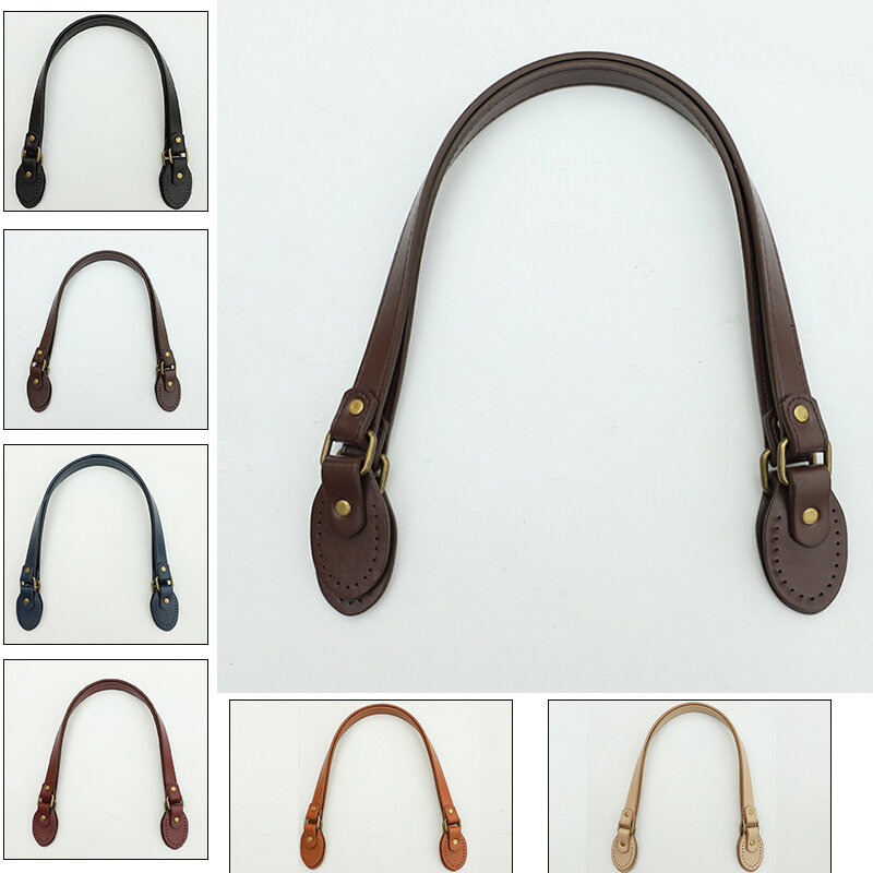 Tas kulit Pu, 1/2 buah 66cm tas kulit Pu tali sabuk DIY mode tas bahu pegangan warna Solid pengganti tas tangan dapat dilepas