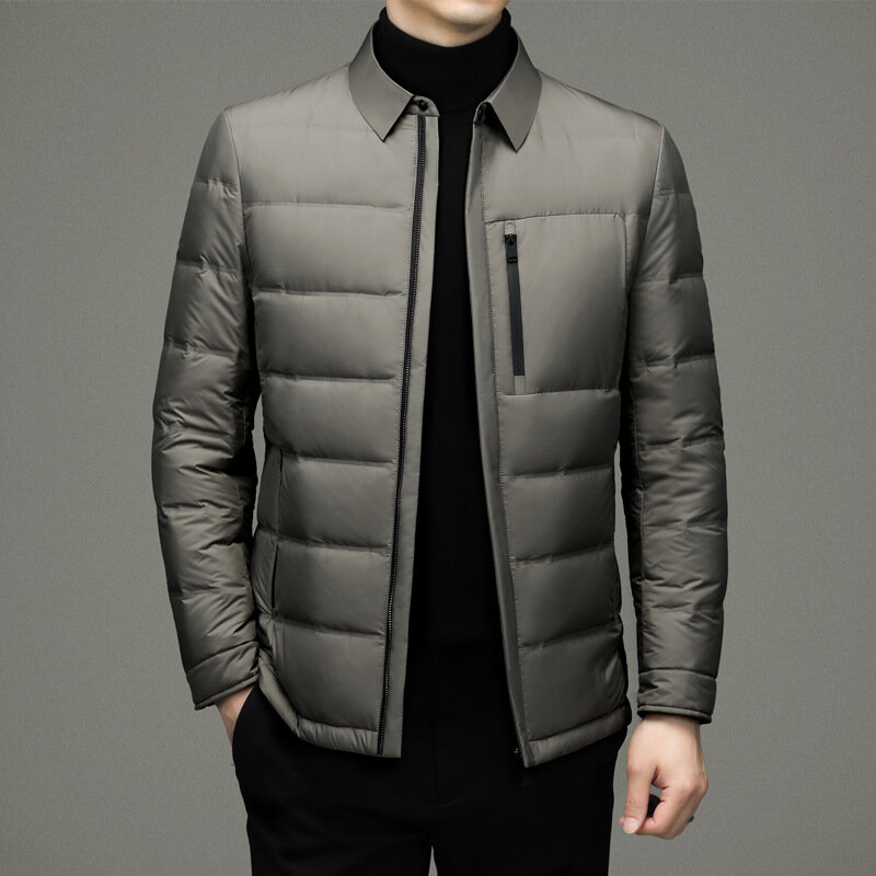 2024 Men's Winter Lapel Business Casual down Jacket Youth Fashion Casual Loose and Warm down Jacket