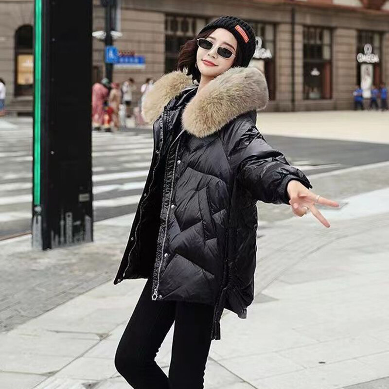 厚手の暖かい綿のコート,女性用の防水パーカー,偽の毛皮の襟,大きなサイズ,フード付きの雪のオーバーコート,冬のジャケット,新しい2023