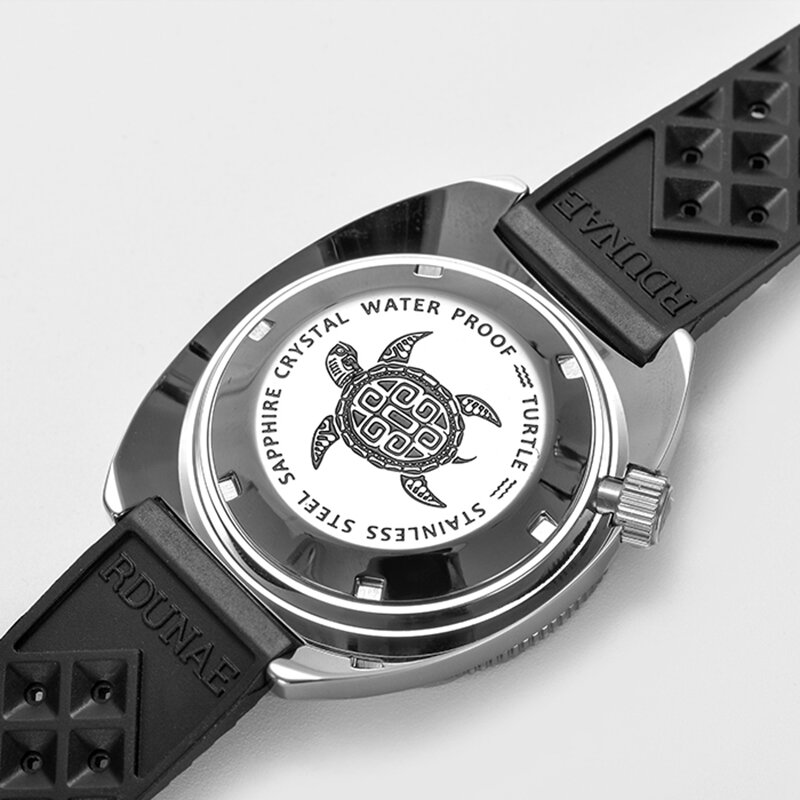 Rdunae-reloj automático de acero inoxidable para hombre, pulsera de buceo mecánico con movimiento NH35, zafiro, 10bar, 41mm, 6105, abulón, R2, 8000