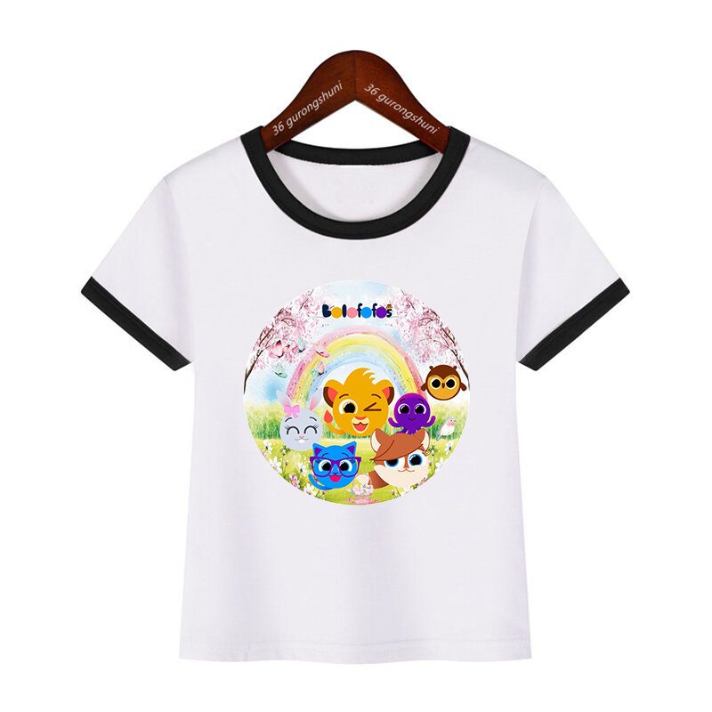 귀여운 Bolofos 만화 프린트 여아용 티셔츠, 여름 소년 티셔츠, 재미있는 어린이 옷, 반팔 아기 셔츠 상의