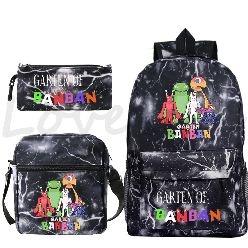 Jogo quente garten de banban banban mochila crianças 3 pçs/set meninos meninas mochila de volta para a escola livros adolescentes viagem bagpack