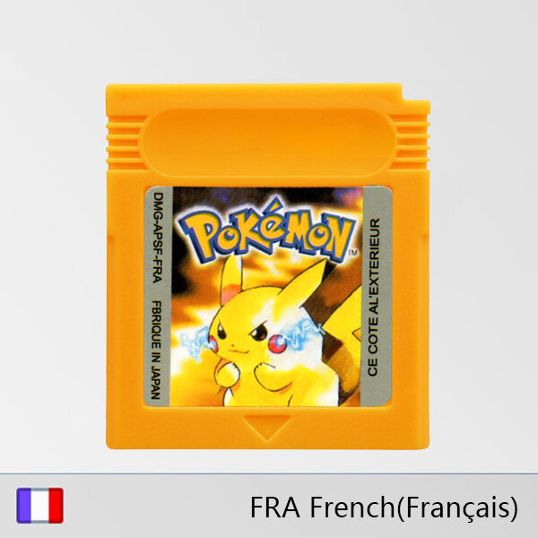 Gbc spiel kassette 16-bit videospiel konsole karte pokemon serie rot gelb blau kristall gold silber französisch sprache