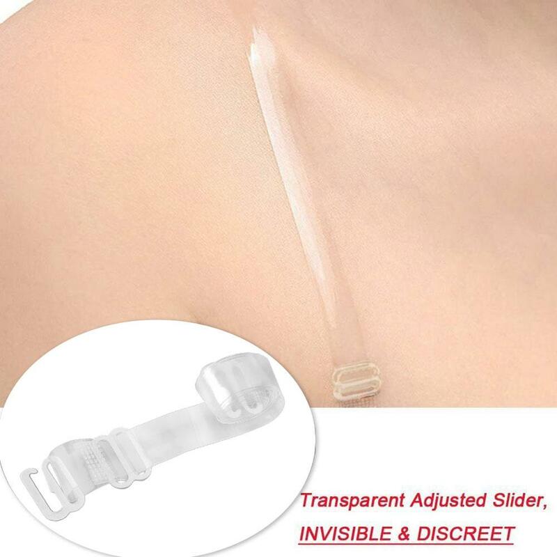 Cinto de sutiã elástico transparente invisível para mulheres, alças claras para sutiã, roupas íntimas ajustáveis, 1/2 pares