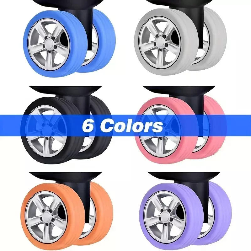 1-8PCS Silicone Wheels Protector For Luggage Reduce Noise Trolley Case Silent Caster Sleeve Travel Luggage Suitcase Accessories