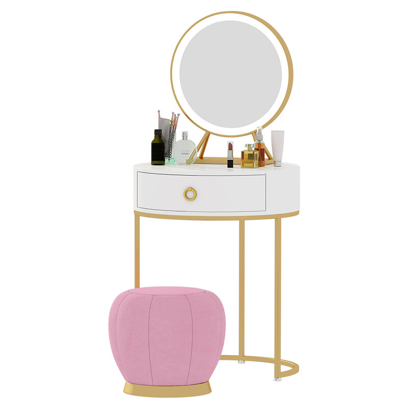 Nordic Light Luxury Dresser camera da letto semplice piccolo tavolo da trucco vanità con specchio in legno Advanced Feel Bay Window toletta