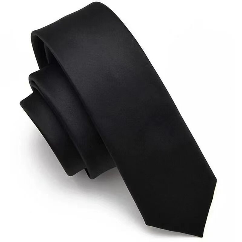 Nero semplice Clip on Tie Security Tie portiere Steward Matte Funeral Tie per uomo donna studenti