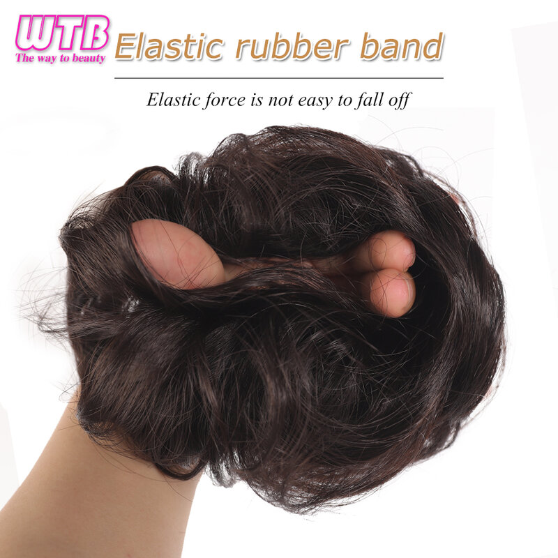 Synthetisches Haar unordentlich Brötchen Haarteil Brötchen flauschiges elastisches Gummiband geeignet für Frauen zu tragen