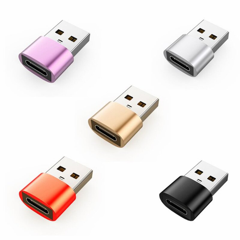 2pc Type-C Female To USB Charging Adapter Round Shell Small Type-c Interface Durable Converter For airpods 2 3 phone USB Adapter