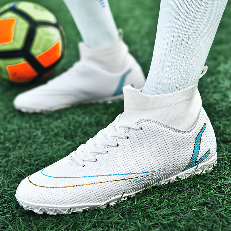 Chaussures de Football pour hommes FG/TF, crampons d'entraînement en herbe de qualité, baskets de sport de plein air antidérapantes pour femmes #33-46