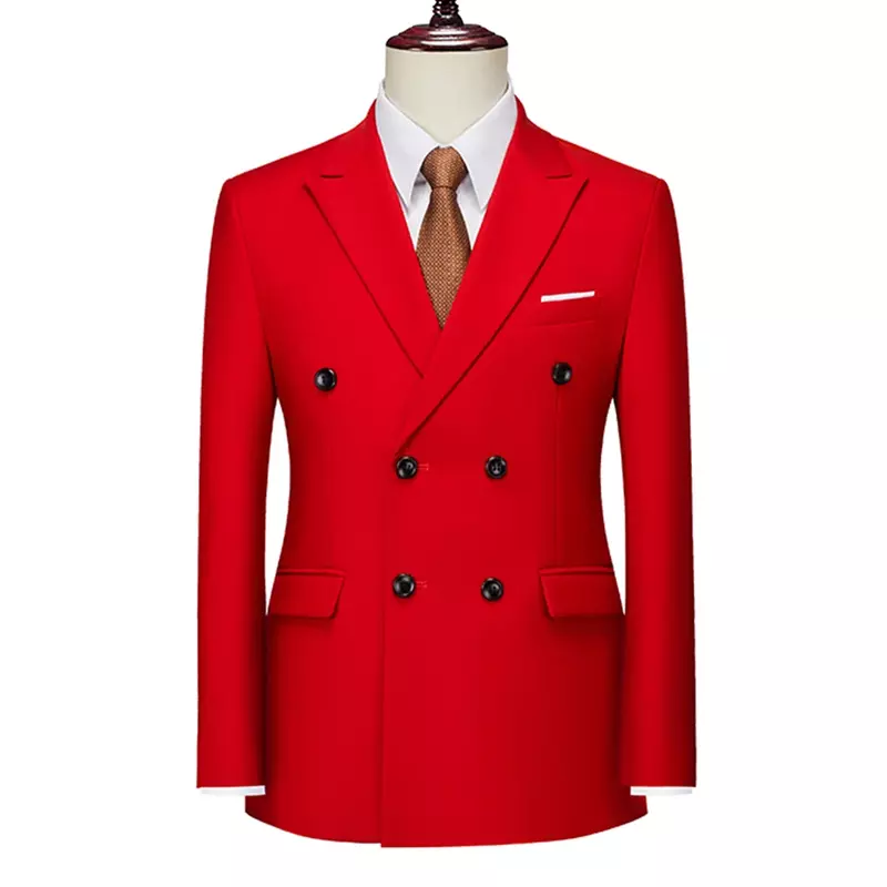 Green Double Breasted Formal Men Suit Jacket Custom Made Slim Fit Wedding Groom Coats Solid Color Blazer Jacket 2022 Hombre 6XL
