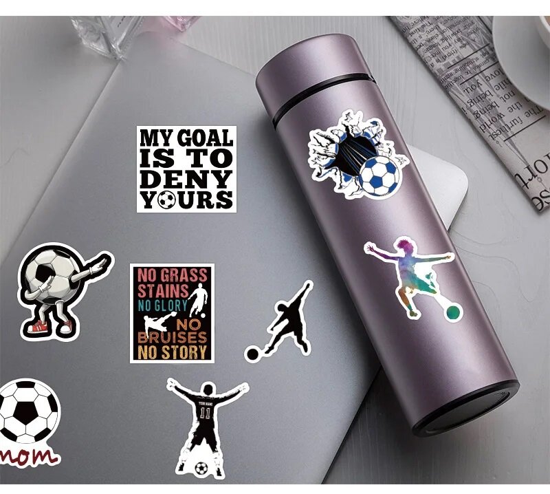 50 sztuk/worek piłkarskich naklejek na piłkę nożną estetyczne sportowe naklejki Graffiti na Laptop telefon bagaż z wycinkami deskorolka samochodowa