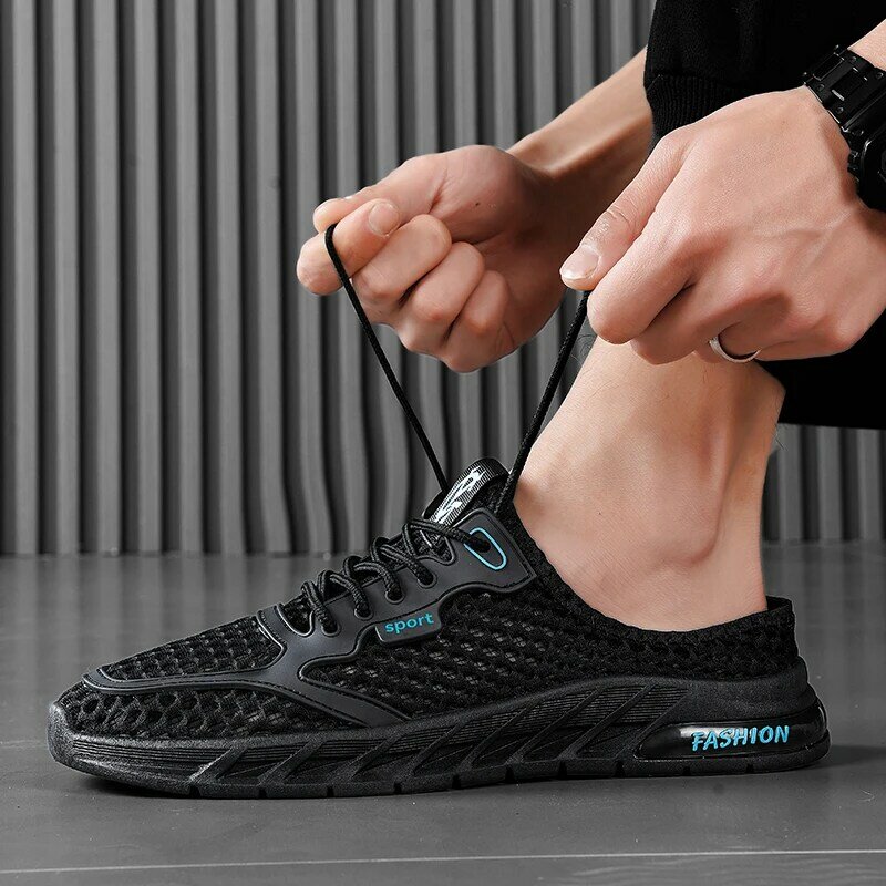 Men's Shoes Summer 2024 New Hollow Breathable Casual Versatile Mesh Shoes Soft Sole Durable Running Mesh Sports Shoes
