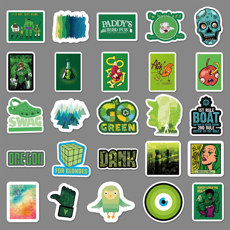 67 buah stiker grafiti seri kecil segar hijau cocok untuk helm Laptop Dekorasi Desktop mainan stiker DIY grosir