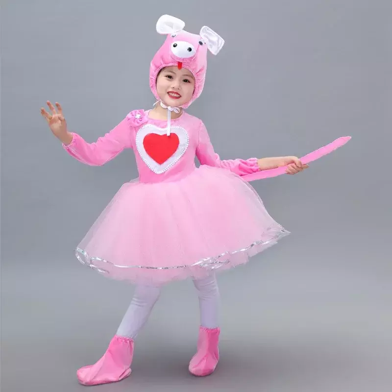Disfraz de cerdo de Animal para niños y niñas, vestido de fantasía de cerdito rosa, disfraz de fiesta de Cosplay de Halloween, actuación en escenario