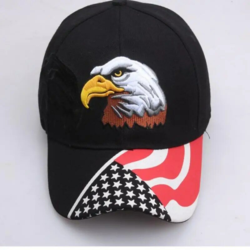 Embroidered Baseball Caps Men's Eagle And Flag Duck Tongue Hats Adjustable Women's Baseball Golf Hats Outdoor Sports Caps Unisex