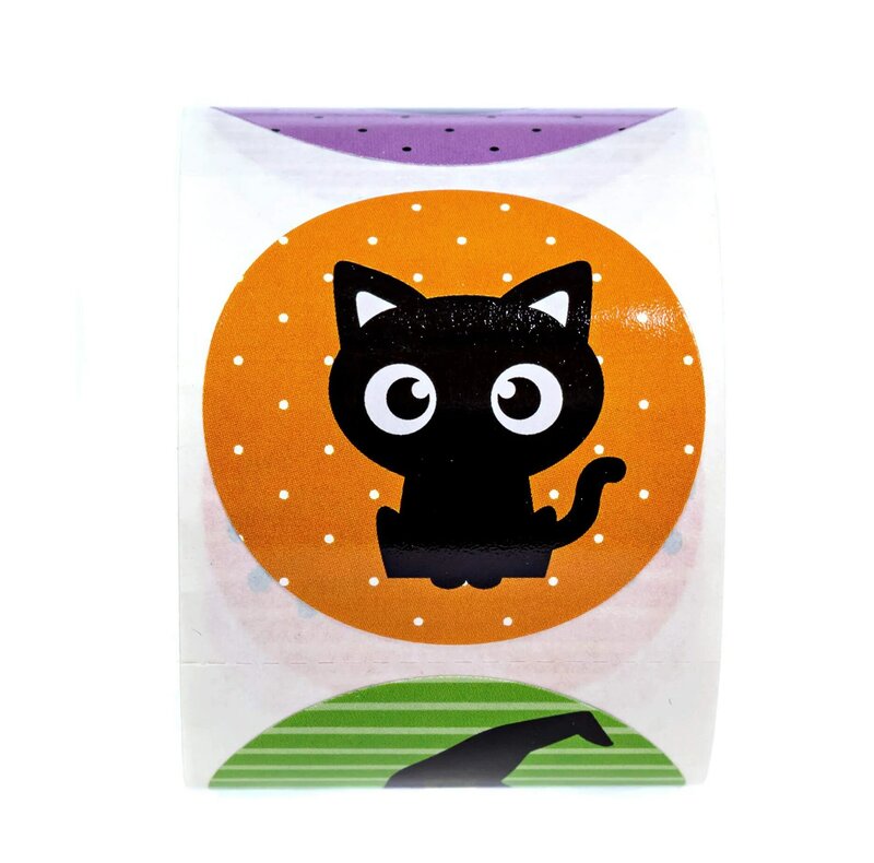 Auto-adesivo Halloween Candy Bags Adesivos, Rodada Doce Adesivos, Selo Pacote De Papel, Embalagem De Presente, Artesanato De Selagem, 50-500Pcs