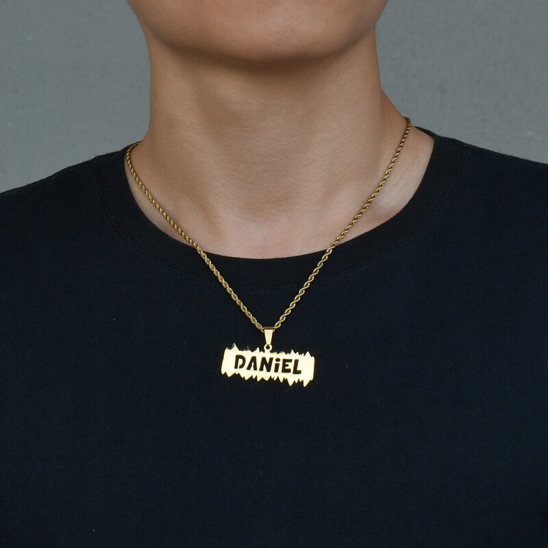 Nome personalizzato collane con ciondolo da 5cm per uomo donna in acciaio inossidabile personalizzato grande lettera spessa regalo di gioielli con catena a torsione cubana