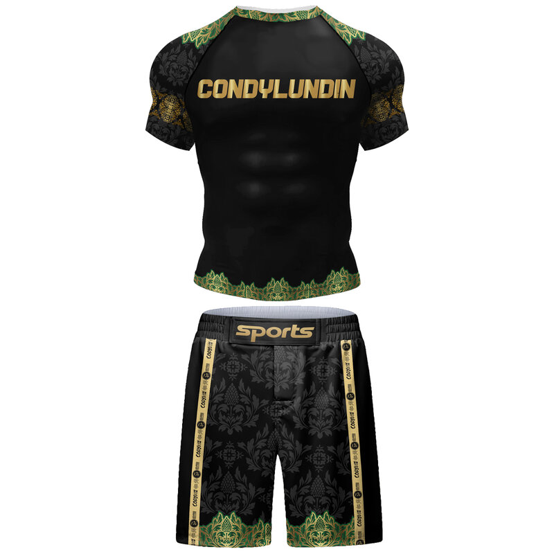 Cody Lundin мужской короткий спортивный костюм 2 шт. Боксерский Тренировочный костюм тхэквондо сублимационный джиу джитсу gi Rashguard MMA шорты Bjj рубашки