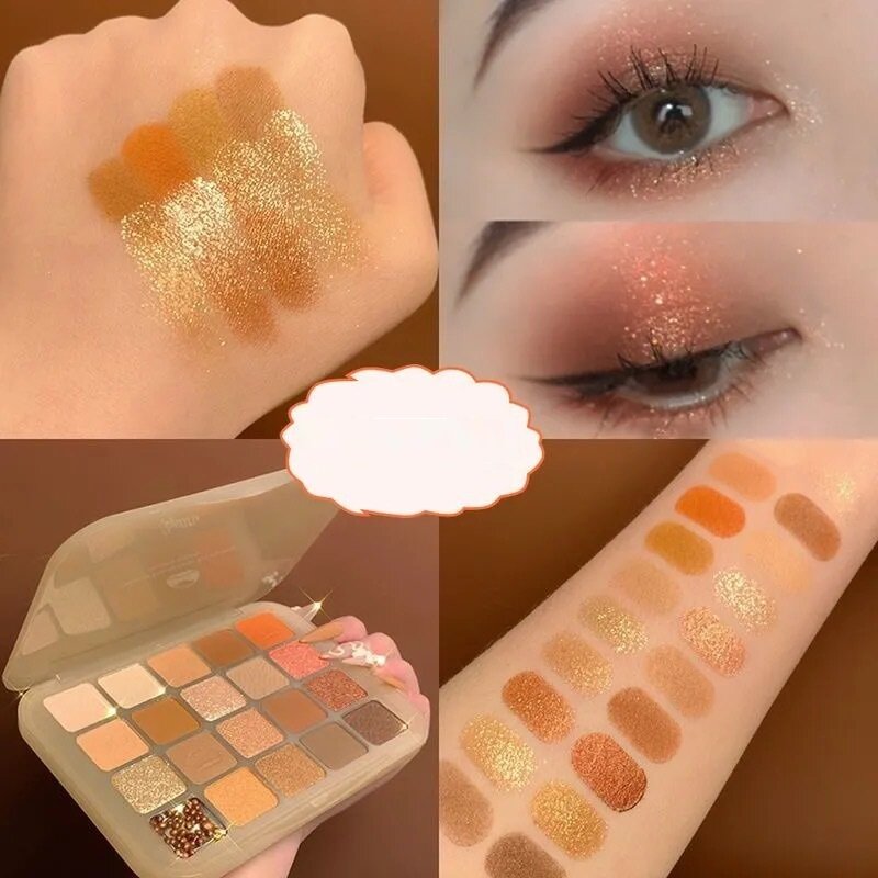 20 Color Matte Pearlescent Eyeshadow Palette Pomegranate Seed Crisp Rice Eyeshadow Flash Eye Makeup Lasting Non-Flying Powder