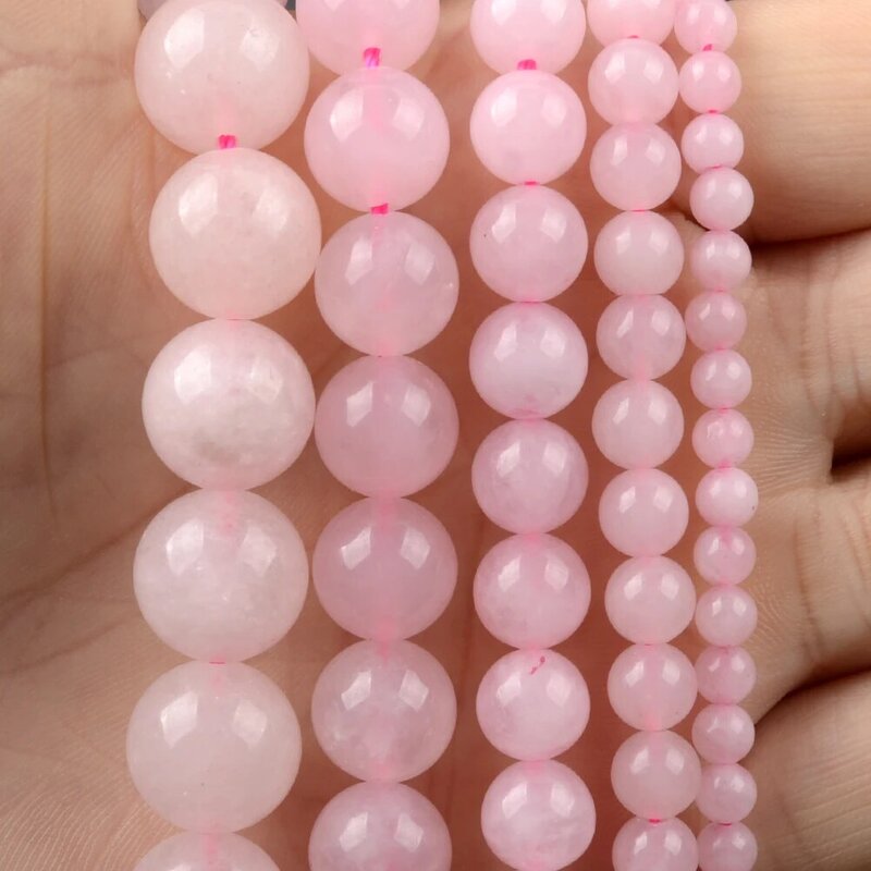 Cristaux de Quartz Rose naturel, perles rondes, bijoux de bricolage 4 6 8 10 12mm, perles de pierre précieuse pour la fabrication de bijoux, accessoires de Bracelet