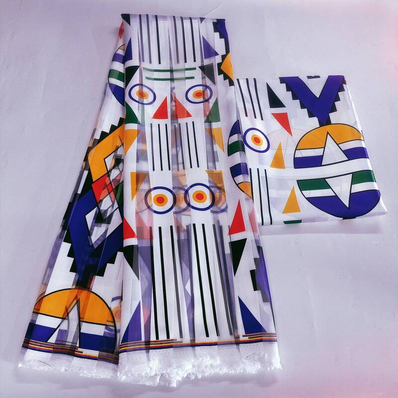 2023 новый дизайн, африканская ткань, 6 ярдов, атласная шелковая ткань из органзы, Высококачественная атласная ткань с принтом для женского платья.