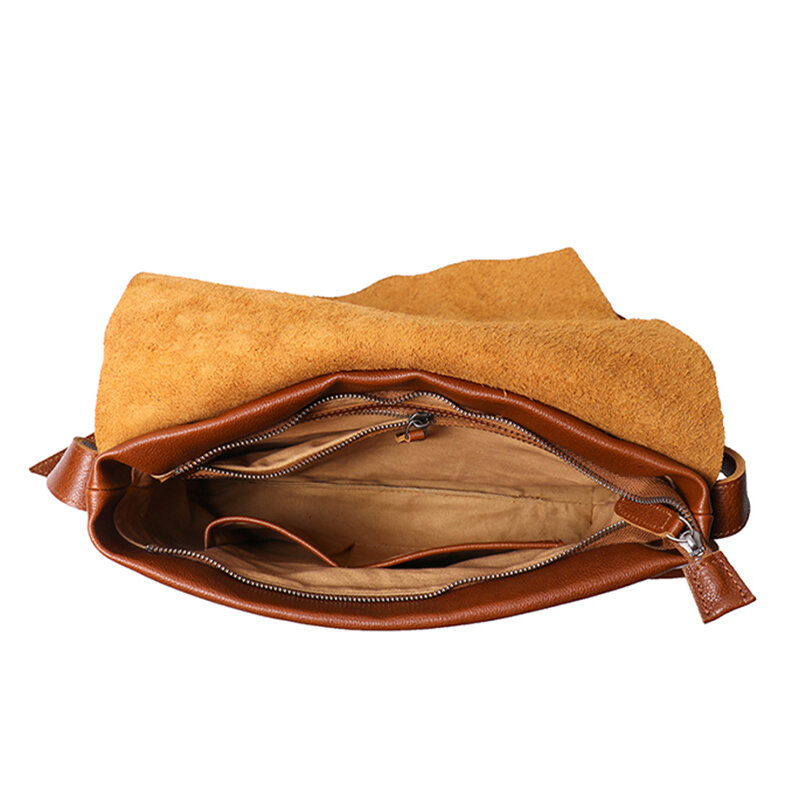 Women's Soft Leather Shoulder Bags Luxury High Quality Crossbody Bag Men's Top layer Cowhide Postman Bag Work Office Bag