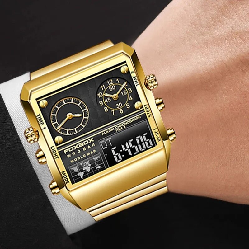 LIGE Brand Watch Men Foxbox Steel Sports Watches Men's Army Military Quartz Wristwatch Chronograph Male Clock Relogio Masculino