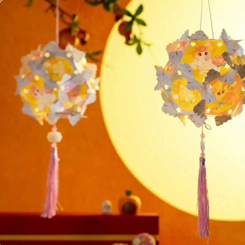 Linterna de Festival de medio Otoño de la herencia Cultural inmaterial, linterna de flores deslumbrantes de mano luminosa DIY, estilo chino