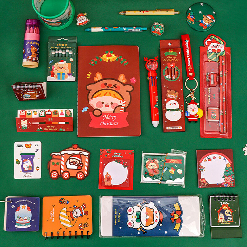 Pacote De Presente De Papelaria De Natal Para Crianças, Régua De Lápis De Desenho, Escrita Escolar, Decorações Aleatórias