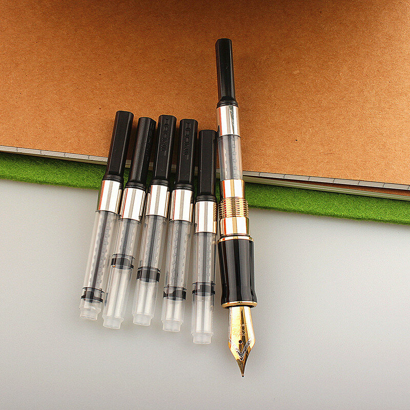 Jinhao convertidores de tinta para pluma estilográfica, tipo tornillo, calibre de absorción de tinta de 2,6mm, suministros de oficina y escuela, 5 unidades