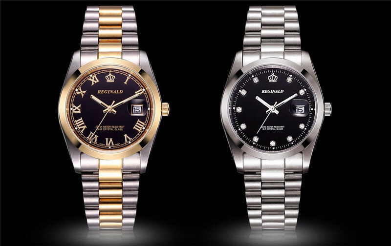 2023 модные роскошные мужские кварцевые часы Reginald от топового бренда, полностью золотые водонепроницаемые деловые мужские часы из нержавеющей стали