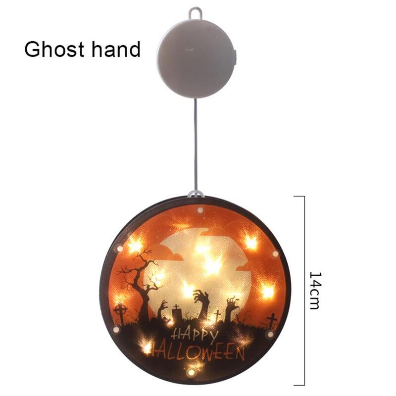Halloween Licht Raamverlichting Met Lijmhaken Op Batterijen Werkende Binnenverlichting Ghost Hand Kasteel Halloween Patroon