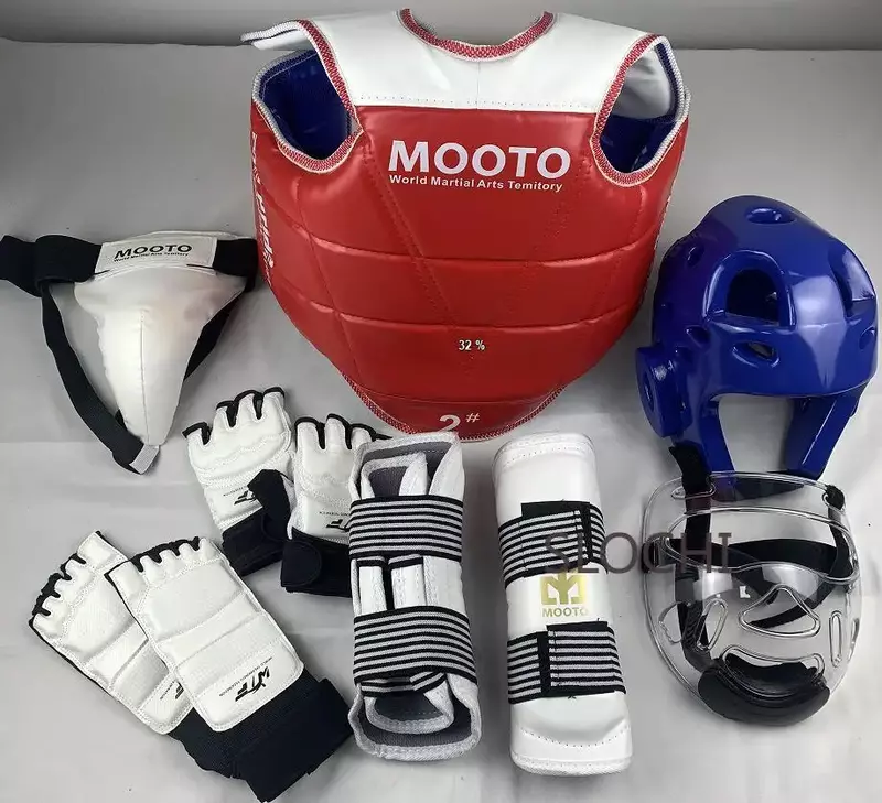 Taekwondo equipaggiamento protettivo combattimento attrezzatura da combattimento effettiva Set completo Set di addestramento equipaggiamento protettivo addensare arti marziali da competizione