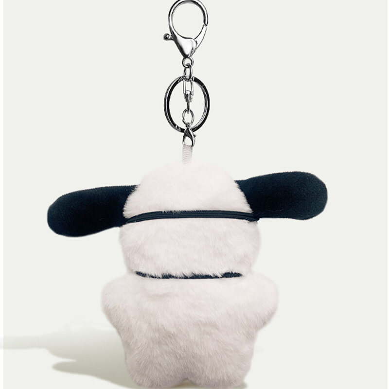 Kawaii Pilot Dog Keychains Plushies Sanrio Keychain Cute Pochacco Bow Keyring Car Mirror Decoration Bag Pendant Christmas Gift