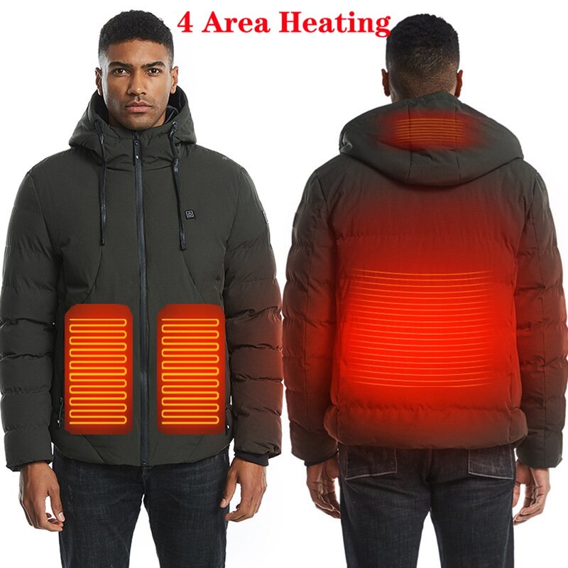 Inverno caldo moda ricarica campeggio alpinismo caccia tuta da sci riscaldamento intelligente giacca con cappuccio addensata