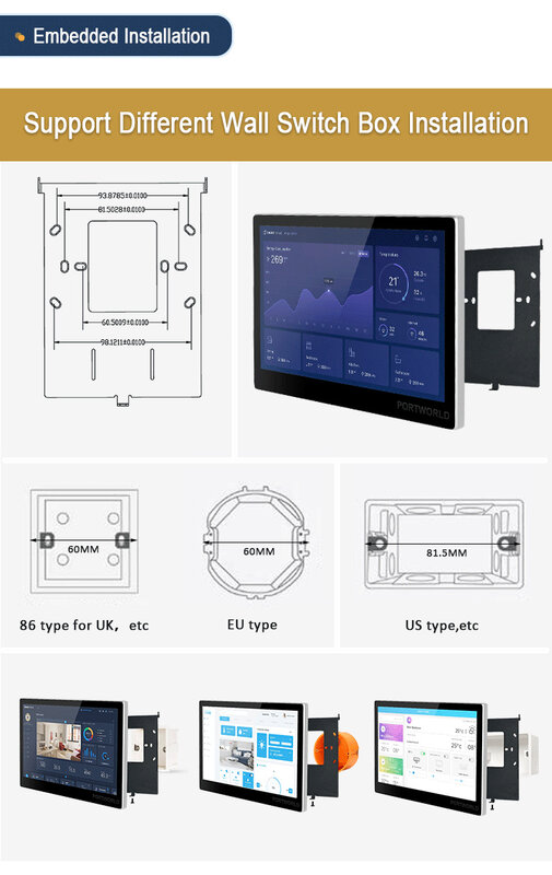 YC-SM10P Smart home automation 10 inch IPS touch screen landscape display Android AIO POE tablet inwall mount