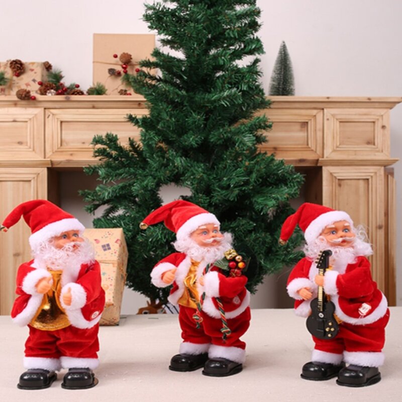 ตุ๊กตา2024ซานตาคลอสไฟฟ้าสำหรับเด็ก, ตุ๊กตาสำหรับปีนเขาหรือปีนบันไดของขวัญคริสต์มาสพ่อสร้างสรรค์ตกแต่งปีใหม่