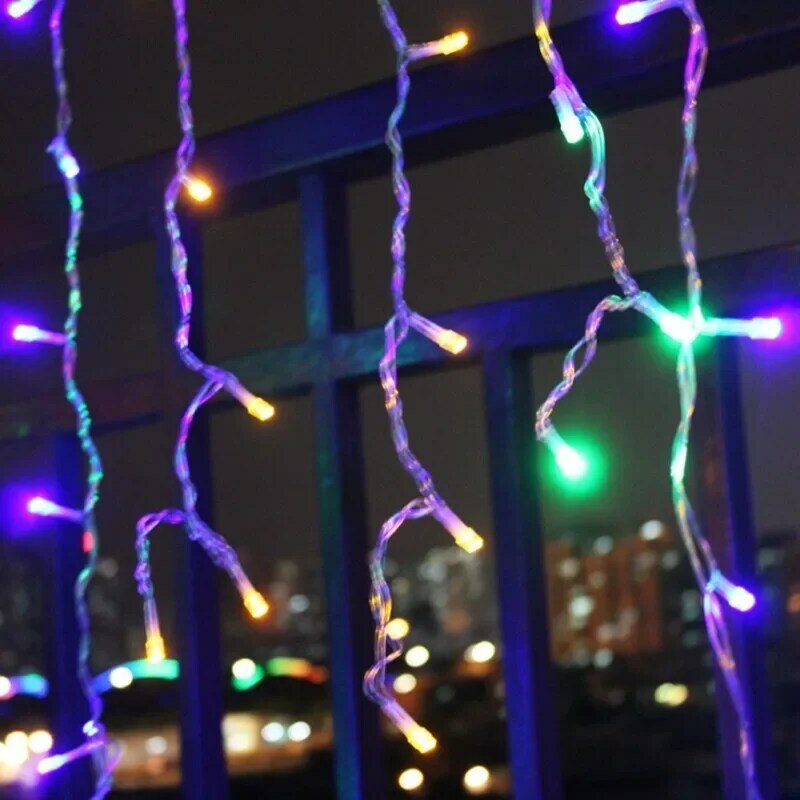 2023 Christmas Garland LED Curtain Icicle String Lights Droop 0.4-0.6m AC 220V Garden Street Outdoor Decorative Holiday Light